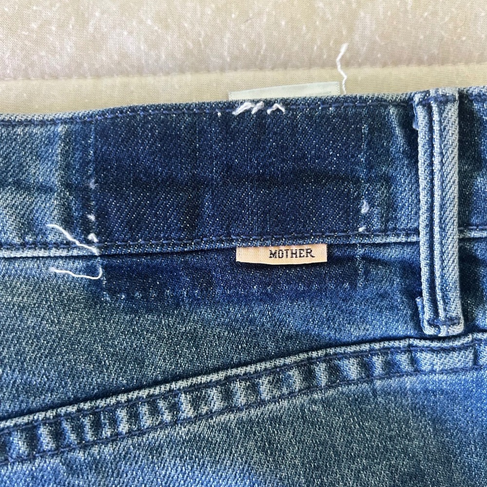 MOTHER Two-Tone Blue Cropped Wide Leg Jeans - Picture 10 of 11